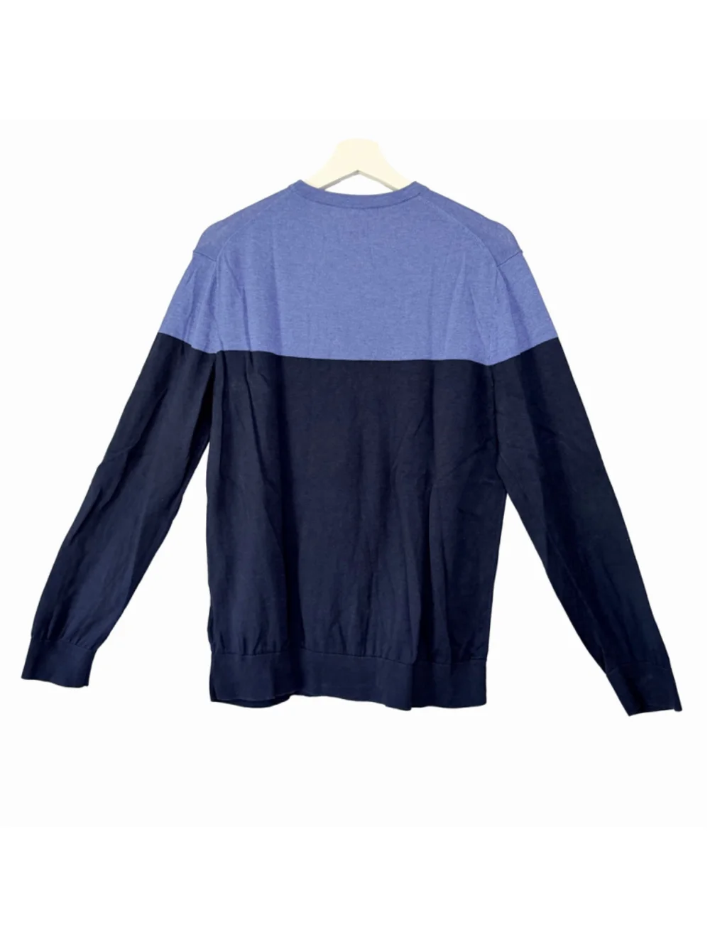 Brooks Brothers Italian Yarn Crewneck Silk Cotton Sweater Mens M Blue Colorblock
